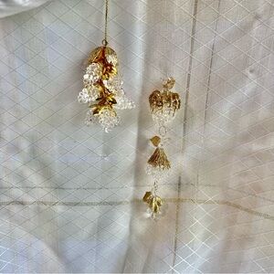 Vintage Glass Christmas Ornaments, Resin Grapes, Pear, Apple, Gold Glitter Decor